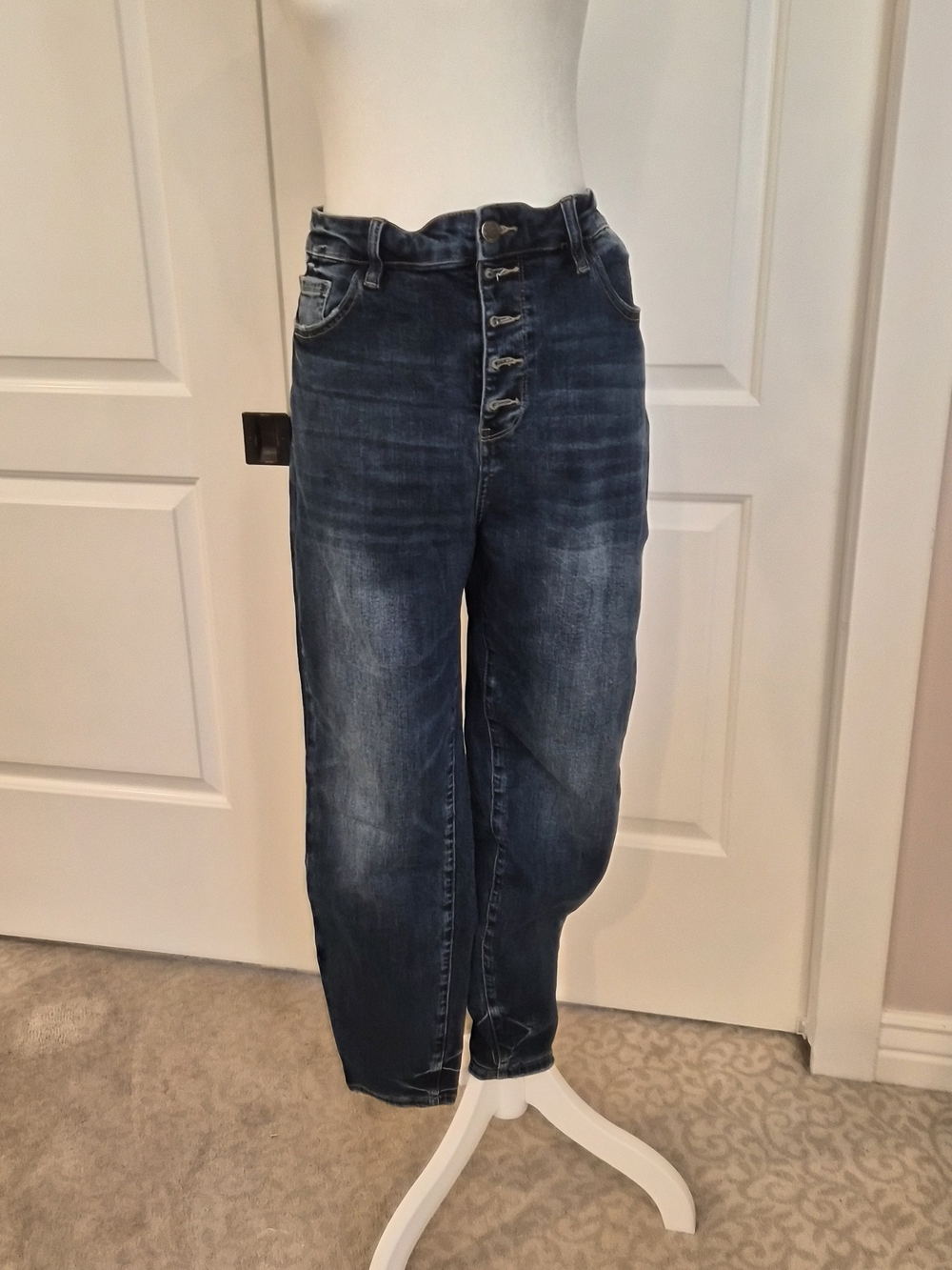 KanCan Women's High Rise Button-Fly Jeans in Dark Blue Wash